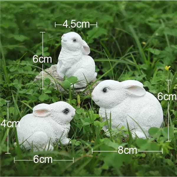 3-Pack Easter Bunny Garden Statues - Cute Resin Rabbit Figurines for Garden, Lawn, Table & Easter Decoration