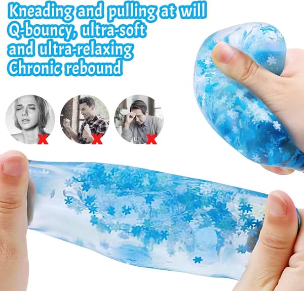 Blue Snowflake Stress Cube - Fidget Cube Stress Toy, Sensory Decompression Toy for Grip Training & Relaxation