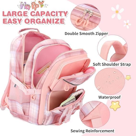 Cute School Backpack Large Capacity - Comfortable and Breathable Carrying System, Suitable for Elementary, Middle, and High School Students purple
