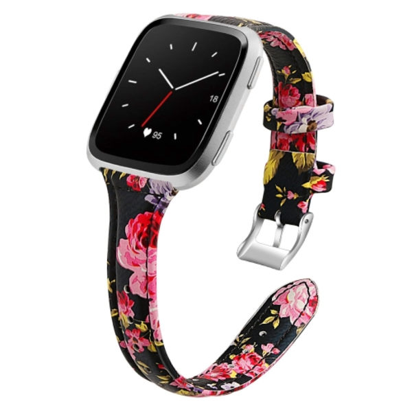För Fitbit Versa 2 Smart Watch Watch , krympversion Pink Flower