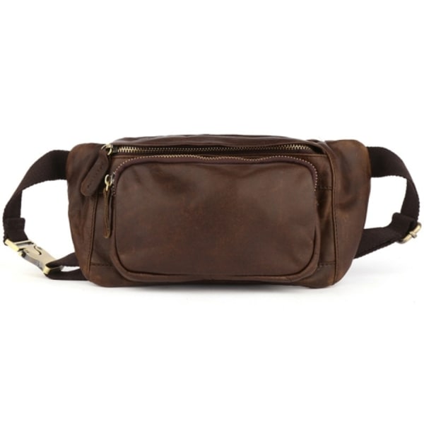 6364 Herr Casual Messenger Bröstväska Retro Läder Multifunktionell Midjeväska Kaffe