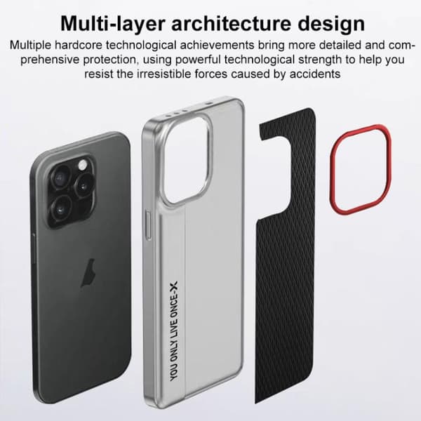 iPhone 17 Pro Skal med Diamanttextur - Läder och PC Röd