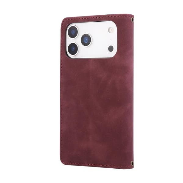 iPhone 18 Pro Max / iPhone 17 Pro Max Skal - läder med multifunktionell kortficka Vinrött