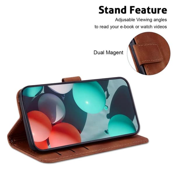 iPhone 18 Pro Max / iPhone 17 Pro Max Skal läderfodral med sju-formad präglad design Brun