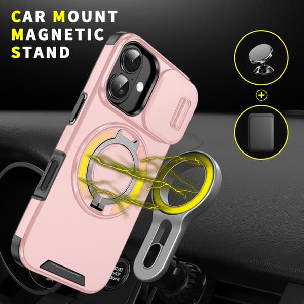 iPhone 17 Skal med Sliding Camshield Ring Holder Rosa
