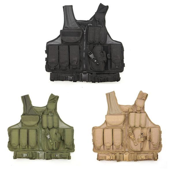 A60 Utomhus Utrustning Väst Andningsbar Mesh Väst Verktygsficka Army Green