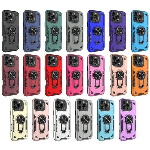 iPhone 16 Pro Max Skal med Metall Rotationsfäste, TPU + PC Magnetisk Telefonfodral Kolgrå