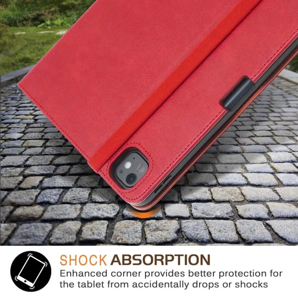 iPad Pro 11 2024 Skal med Smart TPU Läderfodral Röd