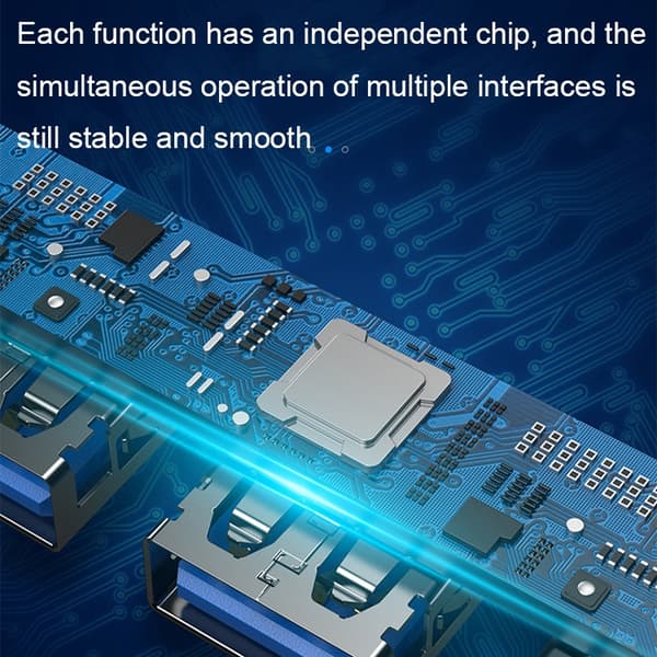 4-in-1 Mini Multifunktionell Dockning - Typ-C/USB-C 3.0 (Grå) - Aluminiumlegering, 4 USB-portar, Stabil och Snabb Överföring