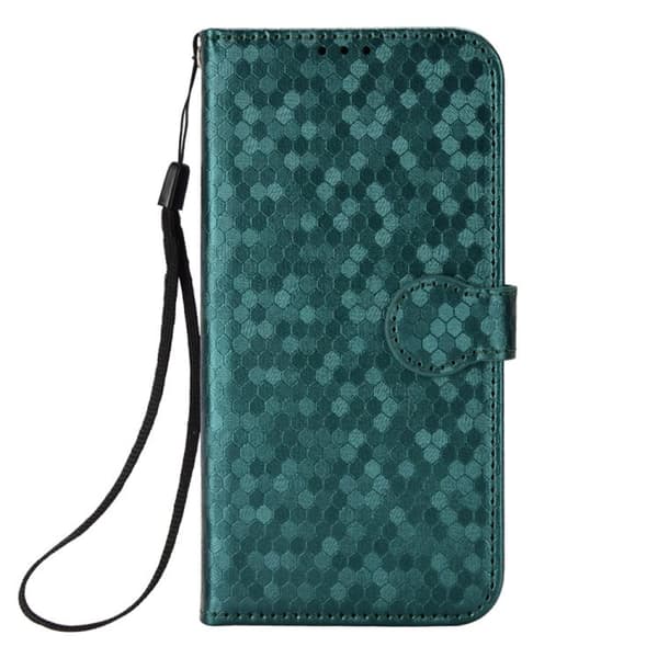 iPhone 18 Pro Max / iPhone 17 Pro Max Skal läderfodral med honungskaka pricktextur Grön