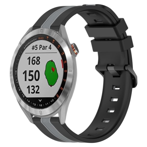 För Garmin Approach S40 20 mm vertikalt tvåfärgat watch Black-Grey