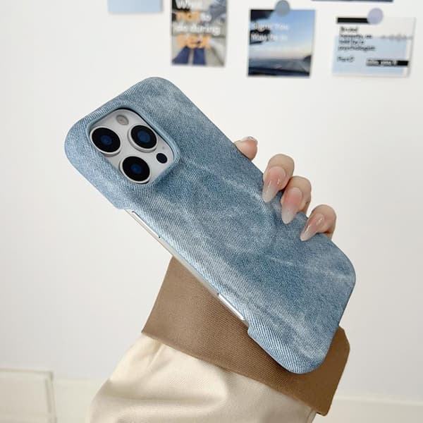iPhone 17 Skal - Denim med MagSafe Magnetisk PC + PU Mörkgrå