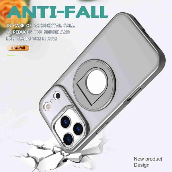 iPhone 18 Pro / iPhone 17 Pro Skal med roterande ring och magnetisk hållare Titangrå