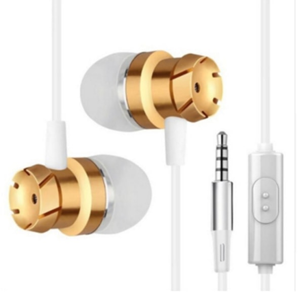3,5 mm trådbundna hörlurar Handsfree-headset i örat öronsnäckor med mikrofon för Xiaomi-telefon MP3-spelare bärbar dator Guld