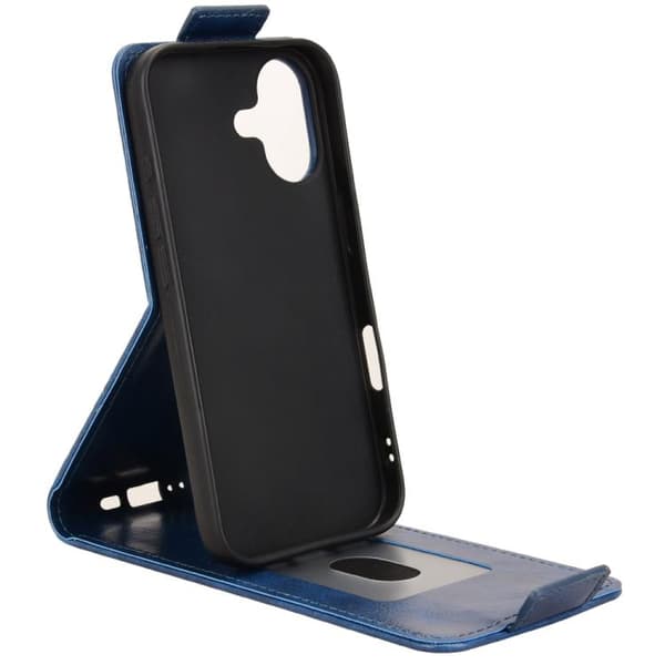 iPhone 17 Skal läderfodral med magnetisk vertikal flip och spänne Blå