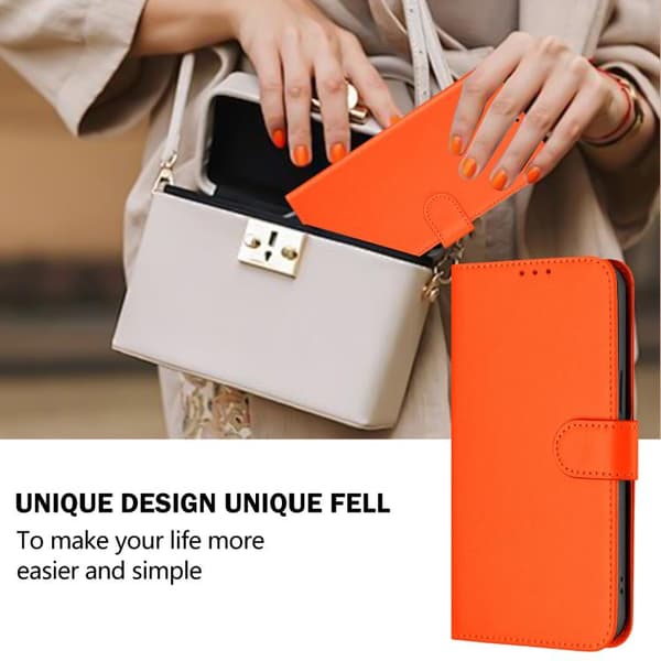 iPhone 18 Pro Max / iPhone 17 Pro Max Skal Läderfodral - Solid Färg med Lanyard Orange