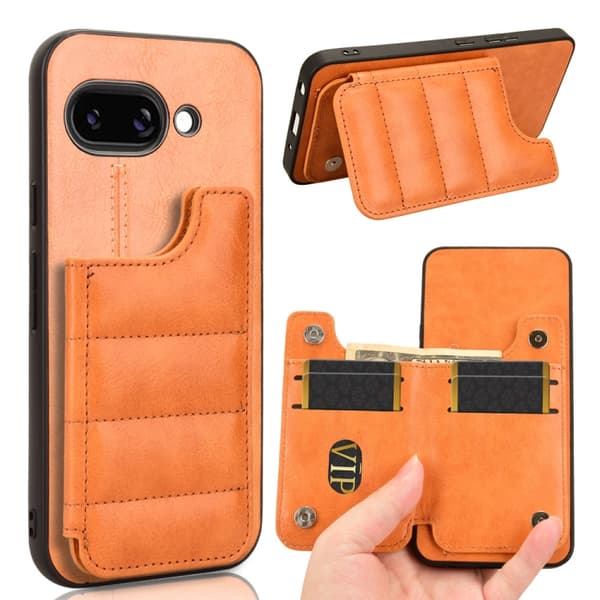 för Pixel 9a - Cow Pattern Sytt Kortfodral Skal Orange