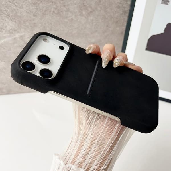 iPhone 17 Pro Max Skal - fårskinn med kortfack Grå