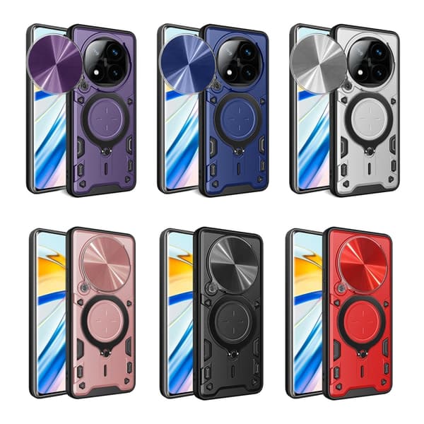Redmi Note 14 Pro+ 5G - CD-textur Sliding Camshield Magnetisk Hållare fodral Silver