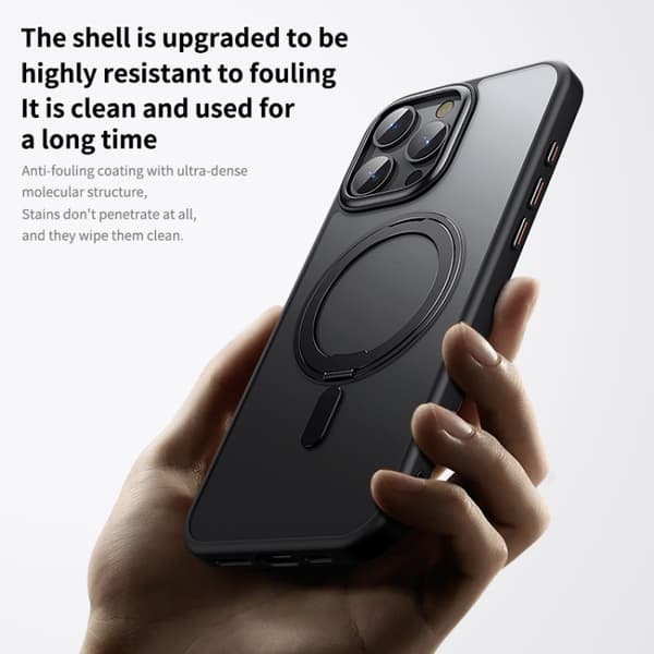iPhone 16 Pro Max 360 Rotating MagSafe Magnetisk Frostad Skal Grå
