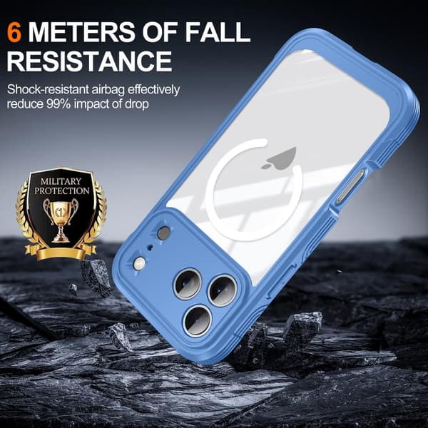 iPhone 18 Pro Max / iPhone 17 Pro Max Skal - Tempererat Glas med MagSafe från RedPepper Blå