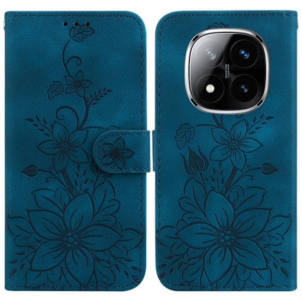 Redmi Note 14 Pro / Note 14 Pro+ 5G - Lily Prägling Läderfodral Mörkblå