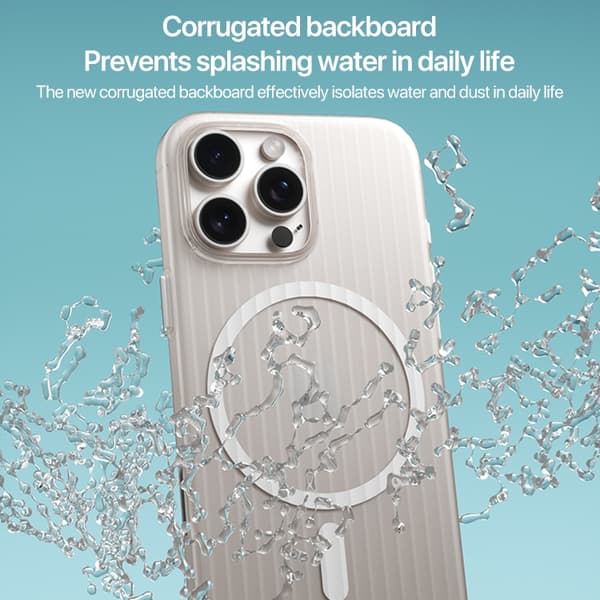 iPhone 16 Pro Skal PC med Korrugerad MagSafe Design Vit