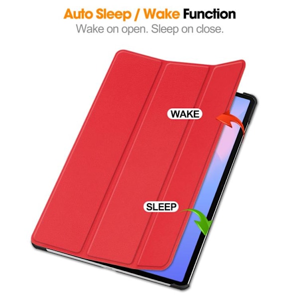 Samsung Galaxy Tab S10 FE+ Skal Custer Pure Color 3-Faldig Smart Läderfodral Röd