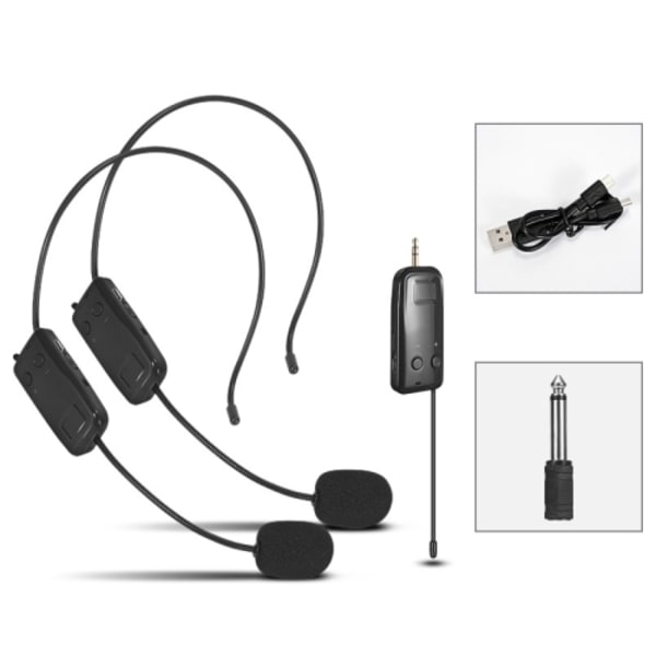 One For Two UHF Trådlös Headset Mikrofon Lavalier Headset Förstärkare