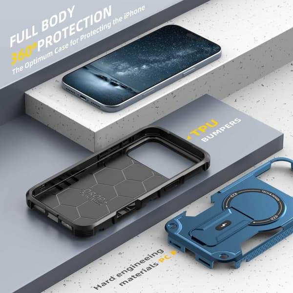 iPhone 18 Pro / iPhone 17 Pro Skal med Armor MagSafe Hållare - PC Hybrid TPU Mörkblå