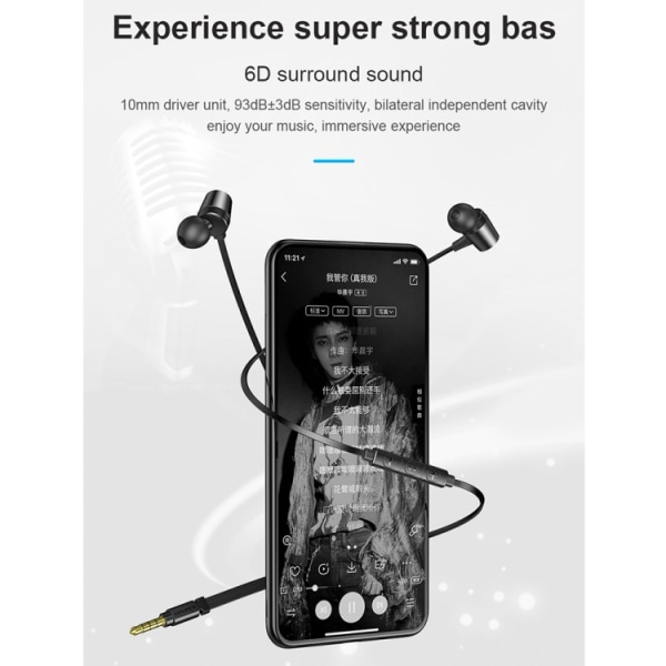 awei L1 Stereo Surround In-ear Trådbunden Hörlurar Grå