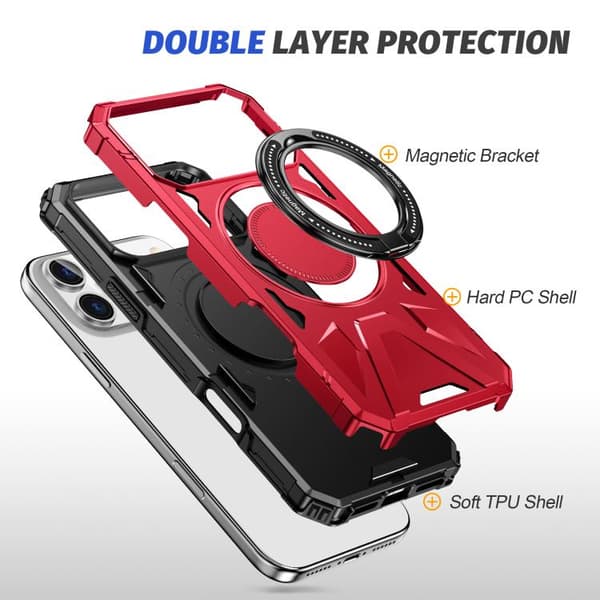 iPhone 18 Pro Max / iPhone 17 Pro Max Skal med MagSafe, Stötsäker med Ringhållare Röd