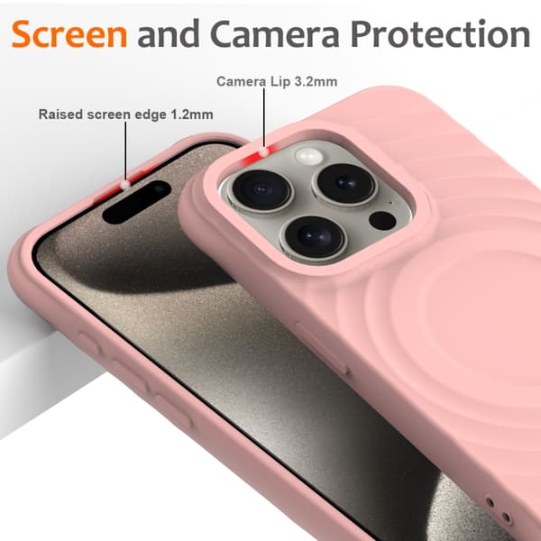iPhone 16 Pro Max Wave Texture MagSafe Magnetisk Flytande Silikon Skal Rosa