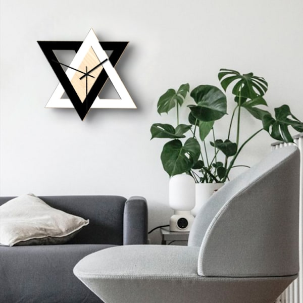 Personlig kreativ väggklocka retro tyst minimalistisk dekorativ klocka (svart och vit)