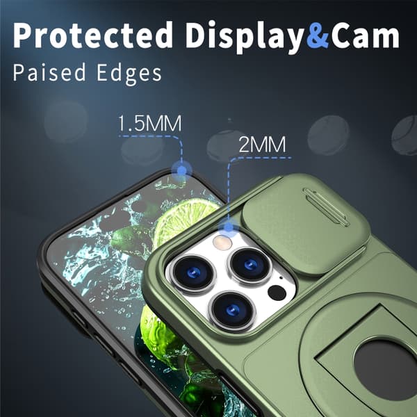 iPhone 16 Pro Max Camshield MagSafe Ring Holder Armor Skal Olivgrön