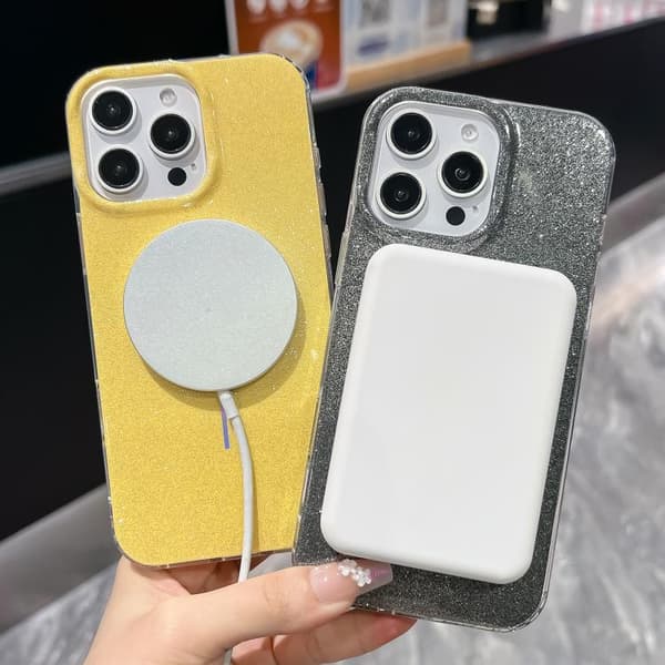 iPhone 17 Pro Skal med Glittrande Pulverbeläggning och MagSafe IMD Full Coverage Orange