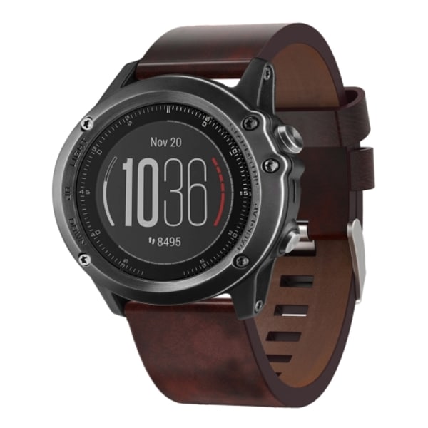 För Garmin Fenix ​​3 26mm läder stålspänne watch Brown