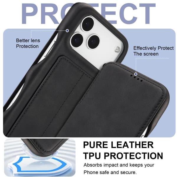 iPhone 18 Pro Max / iPhone 17 Pro Max Skal läderfodral LC.IMEEKE Hon Ancient Series Flip Svart