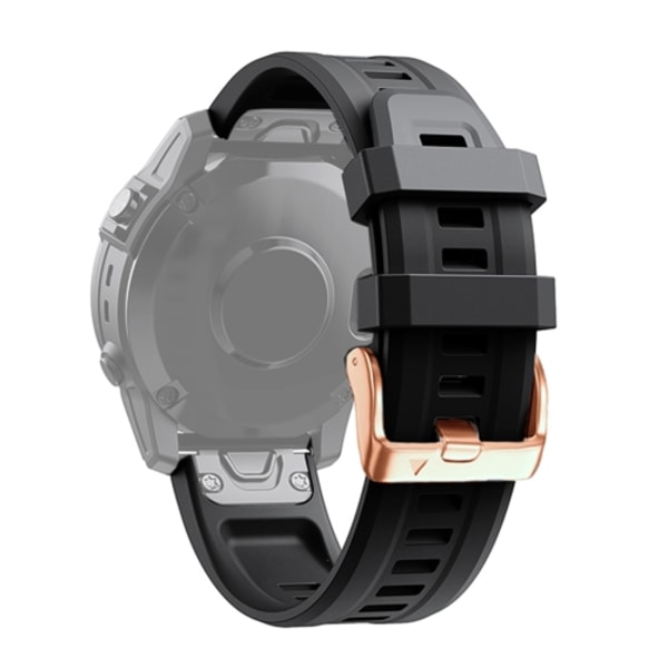 För Garmin Fenix ​​6S 20mm Rose Gold Spänne Silikon Watch Band Black