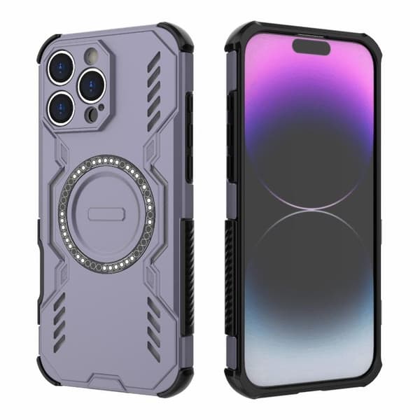 iPhone 16 Pro Max Butterfly Armor MagSafe Magnetisk Ring Stötsäker Skal Purpur