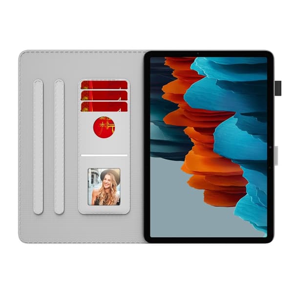Samsung Galaxy Tab S8/S7 Flip Leather Case med Akvarellmönster Vinter Snö