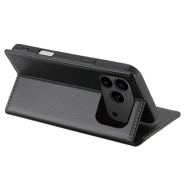 iPhone 18 Pro Max / iPhone 17 Pro Max Skal läderfodral N.BEKUS P3 RFID med magnetisk flip Svart