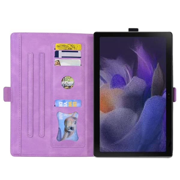 Samsung Galaxy Tab A9 / A11 Kärleksfjäril Prägling Läderfodral Lila