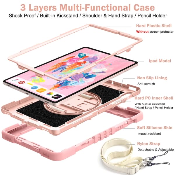 Samsung Galaxy Tab S7/S8 360° Rotationsfodral i Silikon + PC Roséguld
