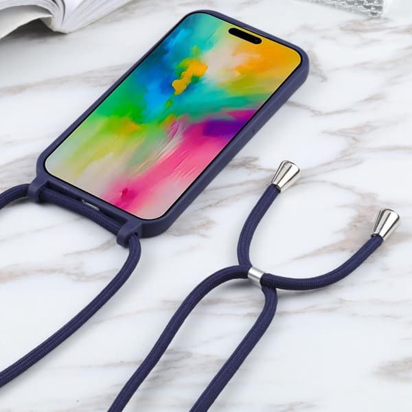 iPhone 18 Pro Max / iPhone 17 Pro Max Skal - Candyfärger med Lanyard Mörkblå