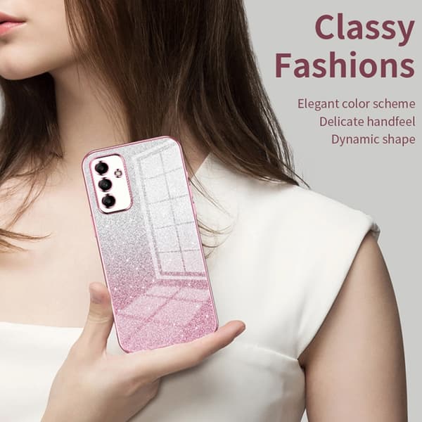 Samsung Galaxy A07 Skal med Gradient Glitter och Elektroplätering Transparent
