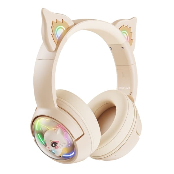 B5 Kattöron Design USB-C / Typ-C RGB Trådlöst Bluetooth HiFi-headset Beige