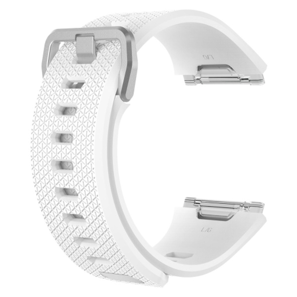 För Fitbit Ionic Herringbone Texture Silicone Watch Band med spänne White S
