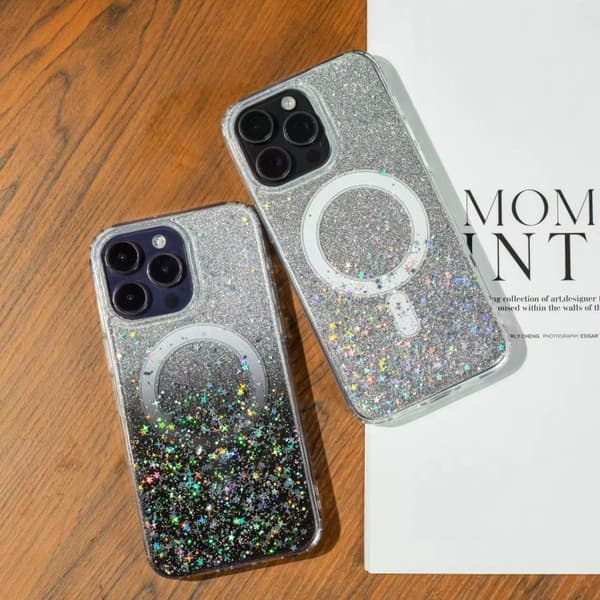 iPhone 16 Pro Gradient Glitter Stjärnig MagSafe Skal Gradient svart