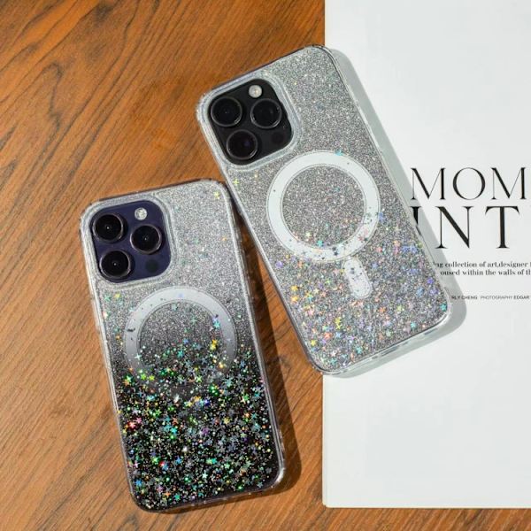 iPhone 16 Pro Gradient Glitter Stjärnig MagSafe Skal Gradientgrön
